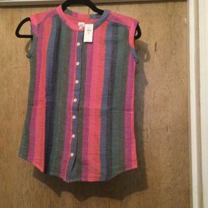 NWT Gap sleeveless button up girls shirt great for back to school